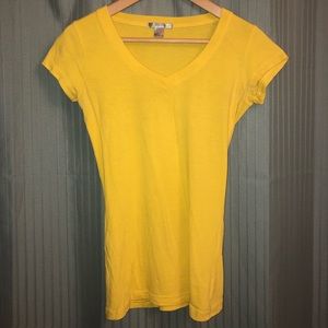 Yellow V-Neck Short Sleeve T-Shirt